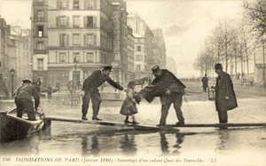 1910年1月、フランスのパリの洪水 作： French Photographer