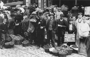 レアールマーケットの庭師、パリ、1907年 作： French Photographer