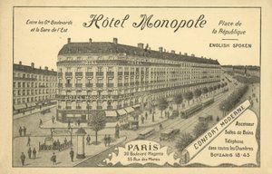 ホテル・モノポール、パリ（リトグラフ 作： French Photographer