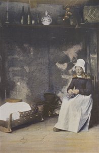 Interieur DAuvergne、編み物をする女性 作： French Photographer