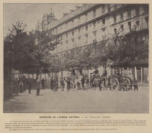 パリ・コミューン、ビクトリア通りのバリケード、5月21日（モノクロ写真 作： French Photographer