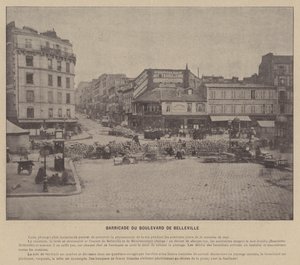ラ・コミューン・ド・パリ、ベルヴィル大通りのバリケード(白黒写真) 作： French Photographer