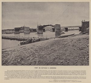 パリ・コミューン、Pont De Bateaux A Asnieres (モノクロ写真) 作： French Photographer