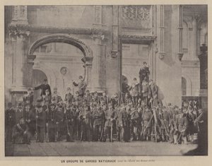 パリ・コミューン、国民衛兵の集団、エコール・デ・ボザールの中庭（モノクロ写真 作： French Photographer