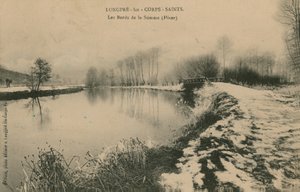 Longpre-les-Corps-Saints-冬のソンムのほとり。 1913年に送られたはがき。 作： フランスの写真家