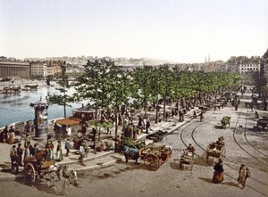 サンアントワーヌマーケット、キーデセレスティン、リヨン、1900年頃 作： French Photographer