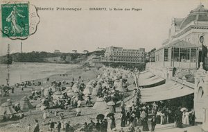 絵のように美しいビアリッツ-クイーンズ・オブ・ビーチのビアリッツ。 1913年に送られたはがき。