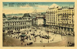 ブリュッセルのロジェ広場と北駅（カラー写真 作： French Photographer