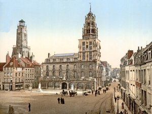 1890年から1900年にツールドゲを背景にしてカレーにダルムを配置する 作： French Photographer