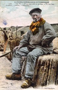 年老いたシードッグを描いたノルマンディーからのポストカード、1914年頃（カラーリトグラフ）