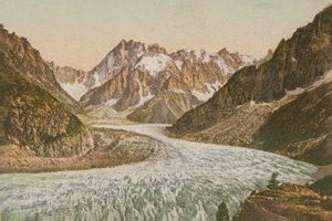 山と氷河の美しい景色。 1913年に送られたはがき。 作： French Photographer