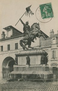ウィリアム征服王、ファレーズ、ノルマンディーの像。 1913年に送られたはがき。 作： French Photographer