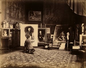 画家レオン・ボナのスタジオ（1890年頃）（モノクロ写真 作： French Photographer