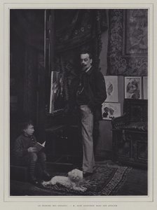 子供の画家。フランスの画家、ジャン・ジェフロイのアトリエ（モノクロ写真 作： French Photographer