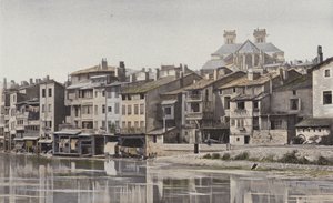 ヴェルダン、大聖堂の後陣、ムーズ川の右岸からの眺め 作： French Photographer