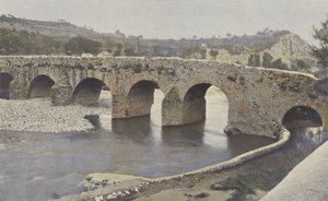 ヴィヴィエ、ローマ橋、エスコタイ、上流からの眺め 作： French Photographer