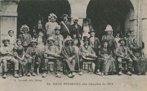 1913年のブレッサンエボーデスの結婚式。1913年に郵送されたポストカード。 作： French Photographer