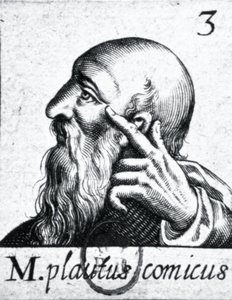 （左から時計回り）ホレスの肖像（紀元前65-8年）; Scipio Aemilianus（Africanus Minor）（紀元前185-129年）の肖像画。プラウトゥスの肖像（紀元前254-184年頃）（84908の詳細） 作： French School