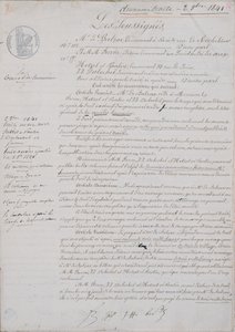 オノレドバルザック（1799〜1850年）とヘッツェル、ポーリン、デュボシェ、出版社のチャールズファーンの間のラコメディフーミーネに関する2番目の契約文書、1841年10月2日