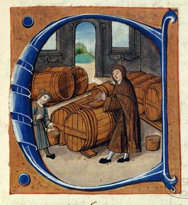 AE II/1667 中世のワイン生産、「サンジェルマン・デ・プレのレデバンシエル」より、1530年頃（ベラム）（211985の細部