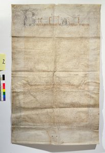 1379年11月、トリニティに捧げられたヴァンセンヌのロイヤルチャペルのAE II 401 AB財団チャーター 作： French School