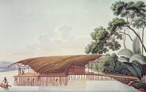 コルベットラコキール（1822-25）のルイイシドールデュペリー（1786-1865）による世界一周航海からの水、ドレリ、パプア湾の住居（10268も参照） 作： French School
