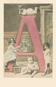 A：4人の幼児、ケージとカカト 作： French School