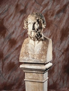 アンティークの後のホメロスのフランス彫刻の石灰岩の胸像 作： French School