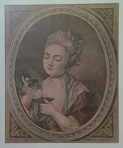 チョコレートを飲む女性 作： French School