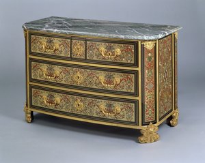 ルイ14世の便器、1710年頃（ポリクロームトルトワシェルと真鍮の象眼細工） 作： French School