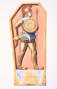 リカイオニアの兵士、トルコ、コンヤの植民地からの墓石のコピー、チャールズテクシエによる1833年から37年のフランス政府の命令により作成された小アジアの説明
