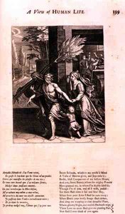 死に連れて行かれた男」（Marin Le Roy de Gomberville（1600-74）の『道徳の教義』の中の「人間の生命に関する見解」からの挿絵、Daret（彫刻）によるもの 作： French School