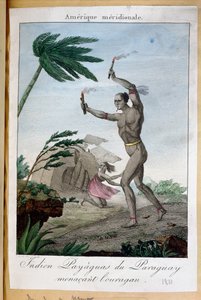 1811年にパラグアイのハリケーンを振り返ろうとするパヤグアのインディアンシャーマン 作： French School