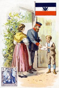 19世紀後半に手紙を出したドイツの郵便配達 作： French School