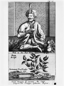 コーヒーを作るためのポット、Traite Nouveau et Curieux du Cafe、デュエットデュショコラのイラスト、ハーグPhilippe Sylvestre Dufour作、1693年 作： French School