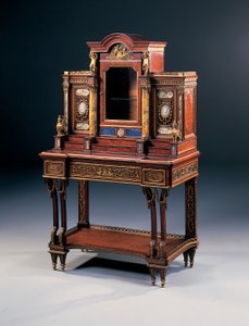 メゾンミレーによるビューローデダム、1880年頃（クルミとマホガニーに取り付けられたオルモルと半貴石）（362850） 作： French School