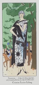 レースでの一日-デザイナー、ルシアン・ロングによる1920年代の女性ファッション（カラーリトグラフ）