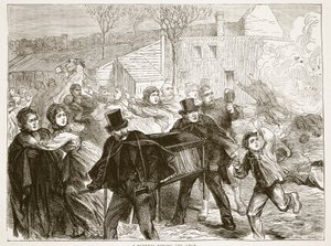 1871年3月の包囲中の葬儀、1870年から1871年のフランスとドイツ間の戦争のカッセルズ歴史のイラスト