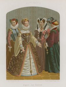 身なりの良い女性のグループ 作： French School