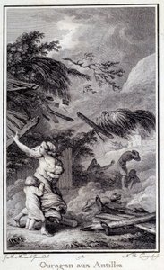 西インド諸島のハリケーン。1780年のシャルトルのエングレーヴィング、美術博物館 作： French School