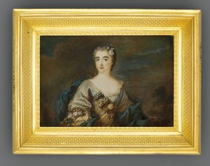 Louise-Jeanne de Durfot、Duchesse de Mazarin et de la Meilleraye、1750年頃（象牙の水彩画）と呼ばれる女性 作： French School