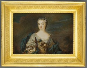 ルイ・ジャンヌ・ド・ドゥルフォ、マザラン公爵夫人、マイレライ公爵夫人、1750年頃（アイボリーに水彩）（参照：1630586 作： French School