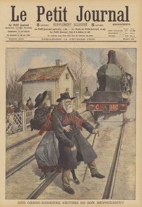 殉職した踏切監視員（カラーリトグラフ 作： French School