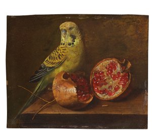 棚の上のインコとザクロ 作： French School