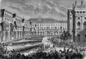 イタリア国王Victor Emmanuel II (Victor-Emmanuel) (Vittorio Emanuele)が6月7日にトリノで通過した部隊のレビューです。