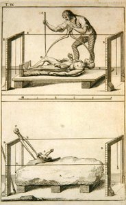 1770年頃に出版されたDenis Diderot(1713-84)の「科学と道具の百科事典」より、石の塊の模型を測る彫刻家（彫刻）。