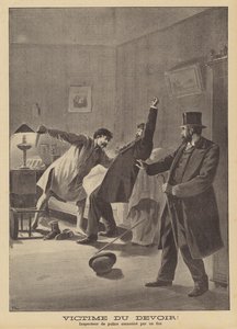 義務の犠牲者。狂人による警察官の殺害 作： French School