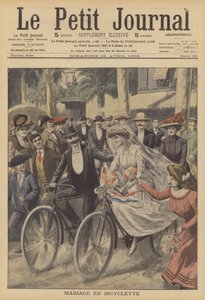 ニースでの自転車での結婚式（カラーリトグラフ