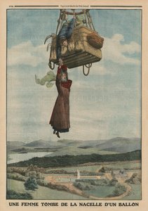 風船のゴンドラから落ちる女性、「ルプチジャーナル」の裏表紙イラスト、サプリメントイラスト、1913年6月1日（カラーリソ） 作： French School