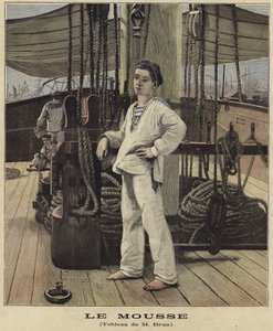 船の甲板上の若い船員 作： French School